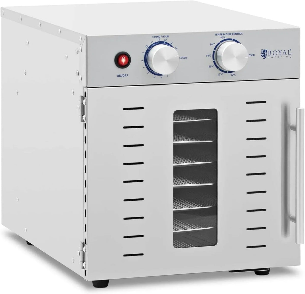 Royal Catering suszarka do żywności, W 8 RCDA- 800 / 23S Usługi restauracyjne RCDA- 800 / 23S Odwodnienie żywności 800 W 8 półek Suszarka do włosów Dehydrater do użytku profesjonalnego RCDA-800/23S