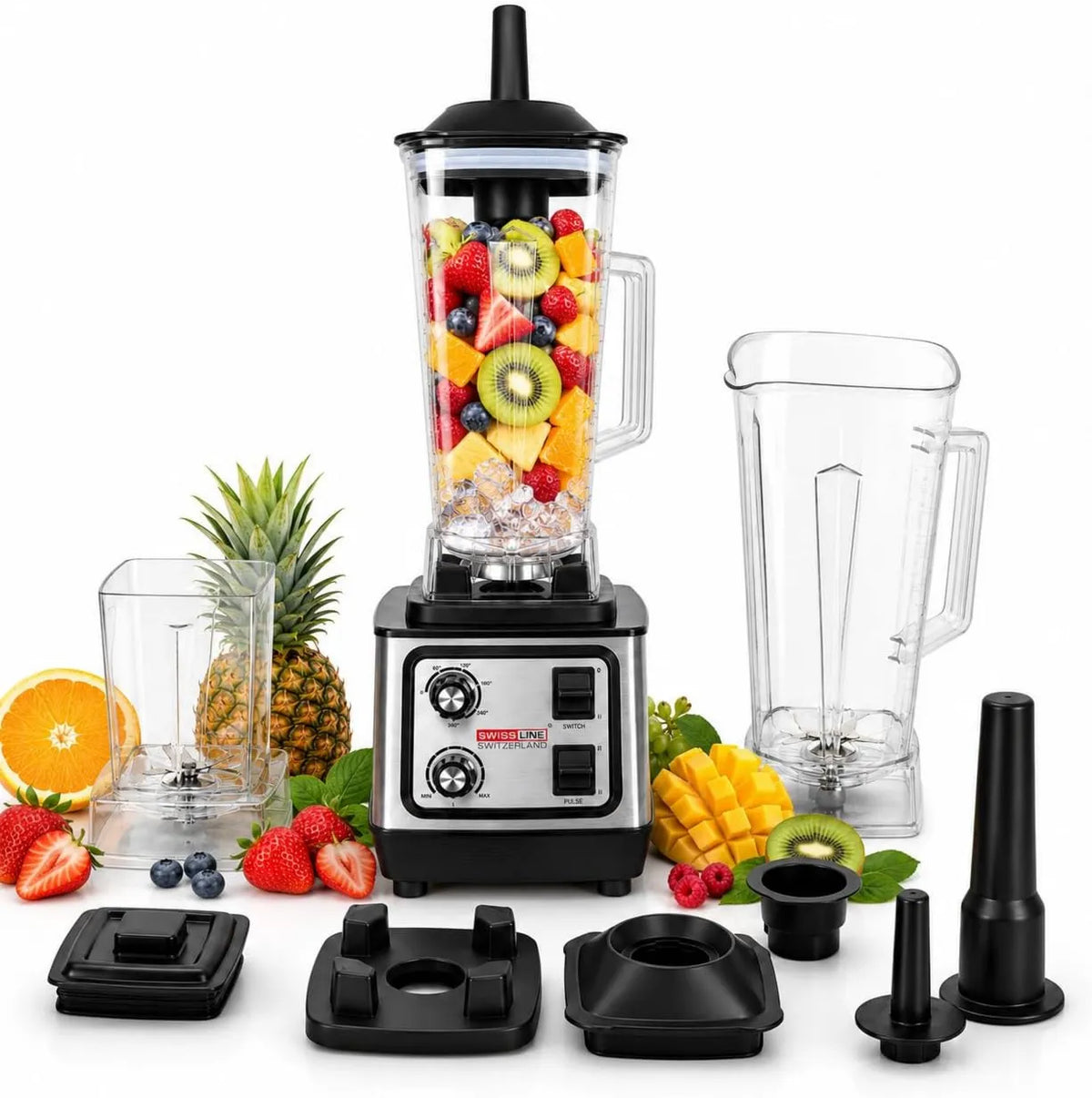 SWISSLINE SWITZERLAND blender kielichowy, Mikser, 2.0 l, Profesjonalny, Stal nierdzewna, Ostrza ze stali nierdzewnej