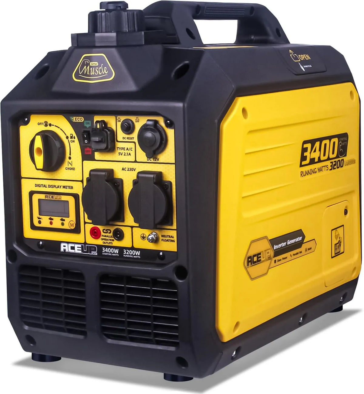 Silnik spalinowy, 3400 W, 3200 W, Aceup Energy Inwerterowy generator prądu 3400 W, awaryjny agregat prądotwórczy, silnik 4-suwowy