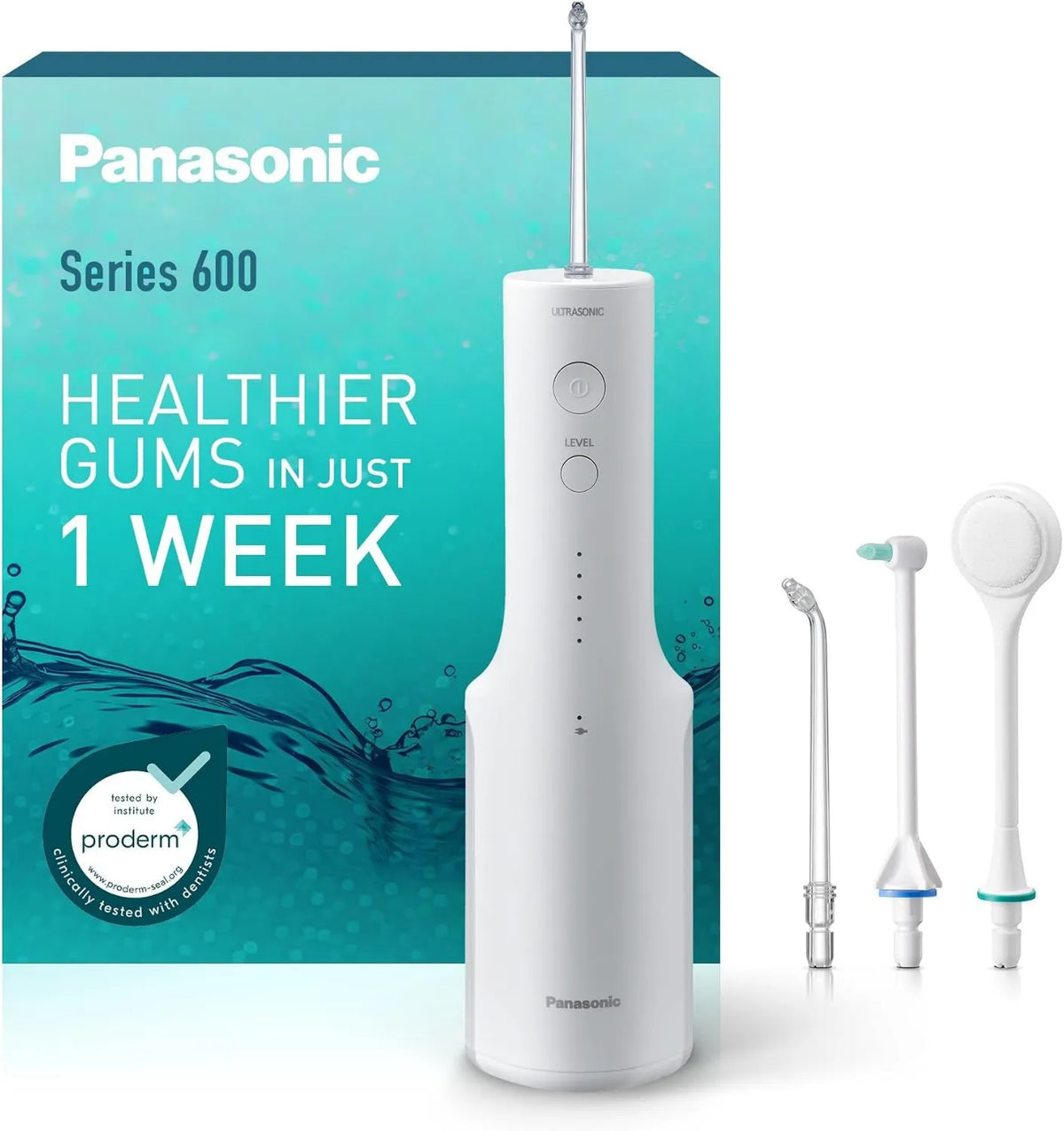 Panasonic, Serie 600 EW- DJ67- W303 Dental Jet, biały, Serie 600 ultradźwiękowy Dentaire Hydropulent EW- DJ67- W303, 200 ml, IPX7, 2 Standardowe wskazówki EW-DJ67-W303