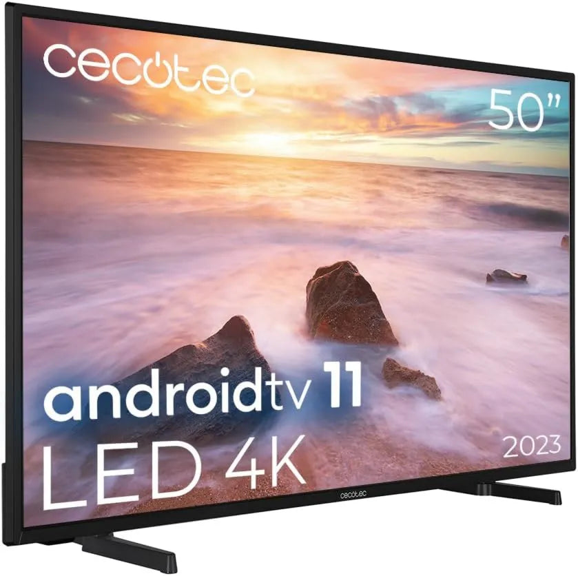 Cecotec telewizor, ALU20050. Inteligentny, 50 cali, TV, 4K UHD, HDR, dźwięk Dolby, Android OS, 2 10 W głośniki, HDR10, Dolby Atmos, Dolby Vision, 2023