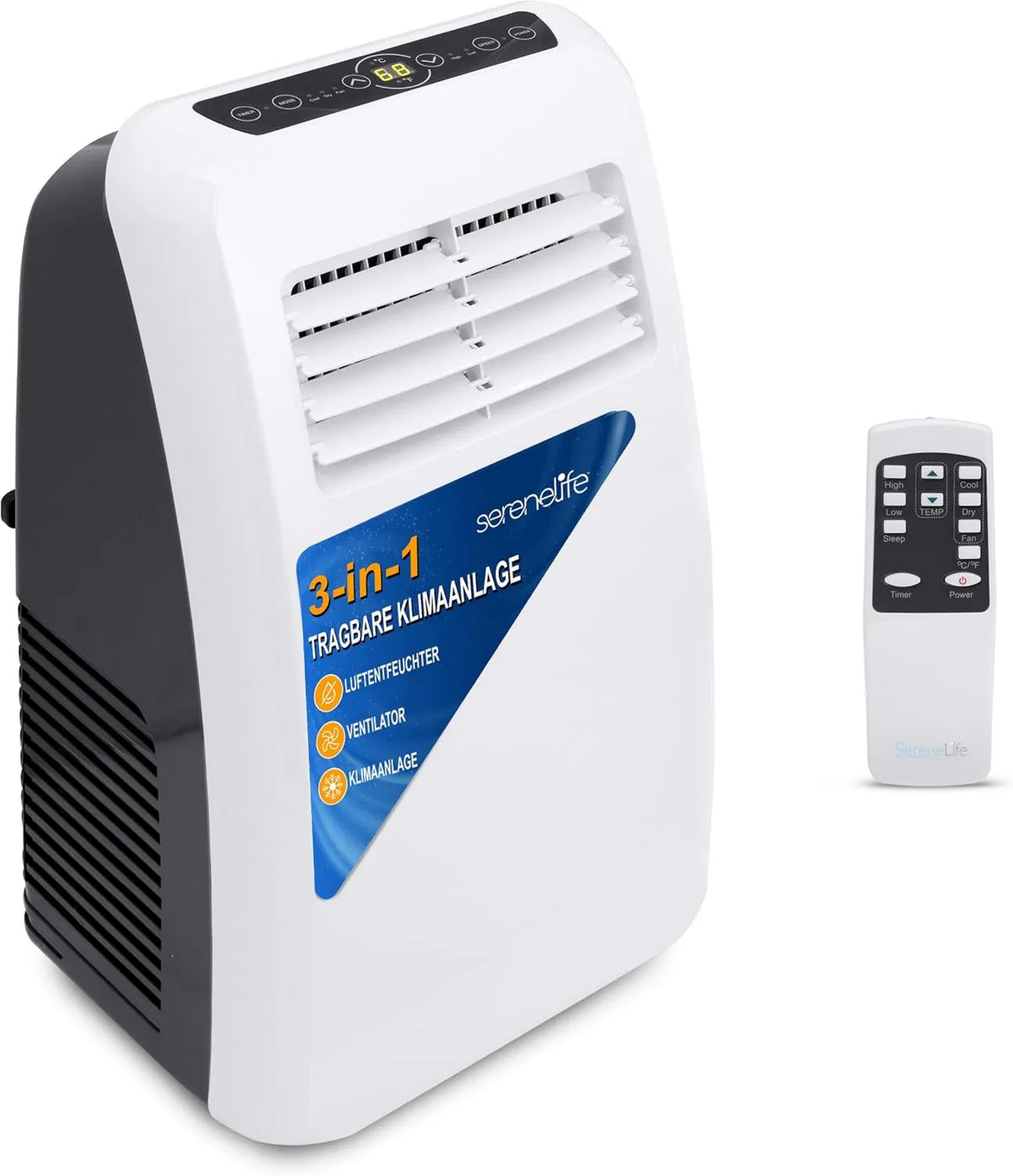 Klimatyzator, 7000 BTU, konstrukcja przenośna, SereneLife Portable AC 7000 BTU, Osuszacz i Tryby Wentylatora, Kompaktowy Stojący Klimatyzator