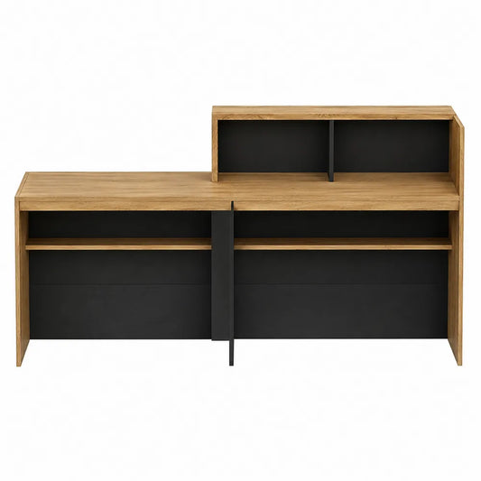 Biurko recepcyjne z płyty MDF czarno-dębowe 160 cm