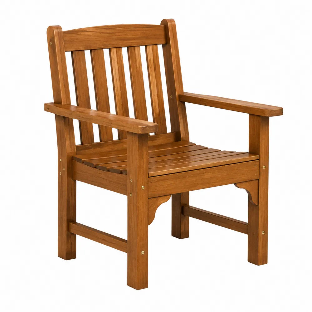 Krzesło ogrodowe drewniane z drewna teak, brązowe
