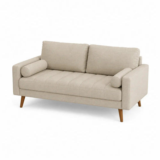 Dwuosobowa sofa tkanina poliestrowa beżowa 180 cm