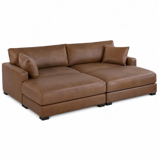 Skórzana brązowa modułowa sofa z PU
