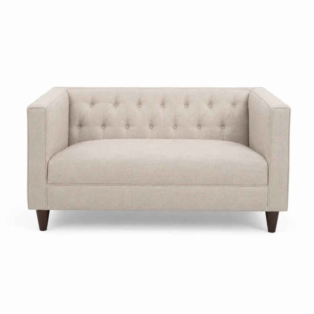 Sofa dwuosobowa tapicerowana beżowa 150 cm