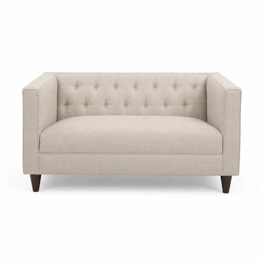 Sofa dwuosobowa tapicerowana beżowa 150 cm
