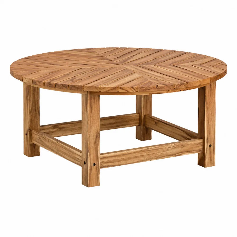 Okrągły stół ogrodowy 120 cm z drewna tekowego
