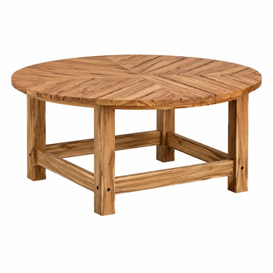 Okrągły stół ogrodowy 120 cm z drewna tekowego