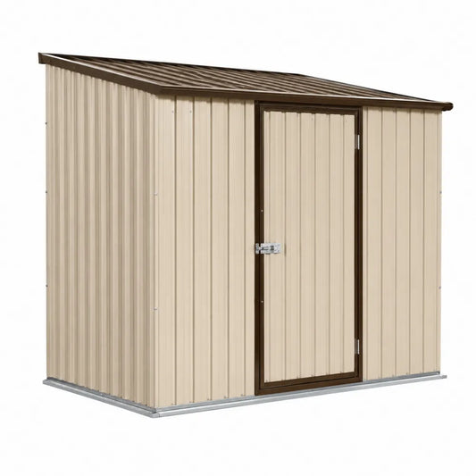 Metalowy domek ogrodowy stalowy 213x130x173 cm beżowy/brązowy