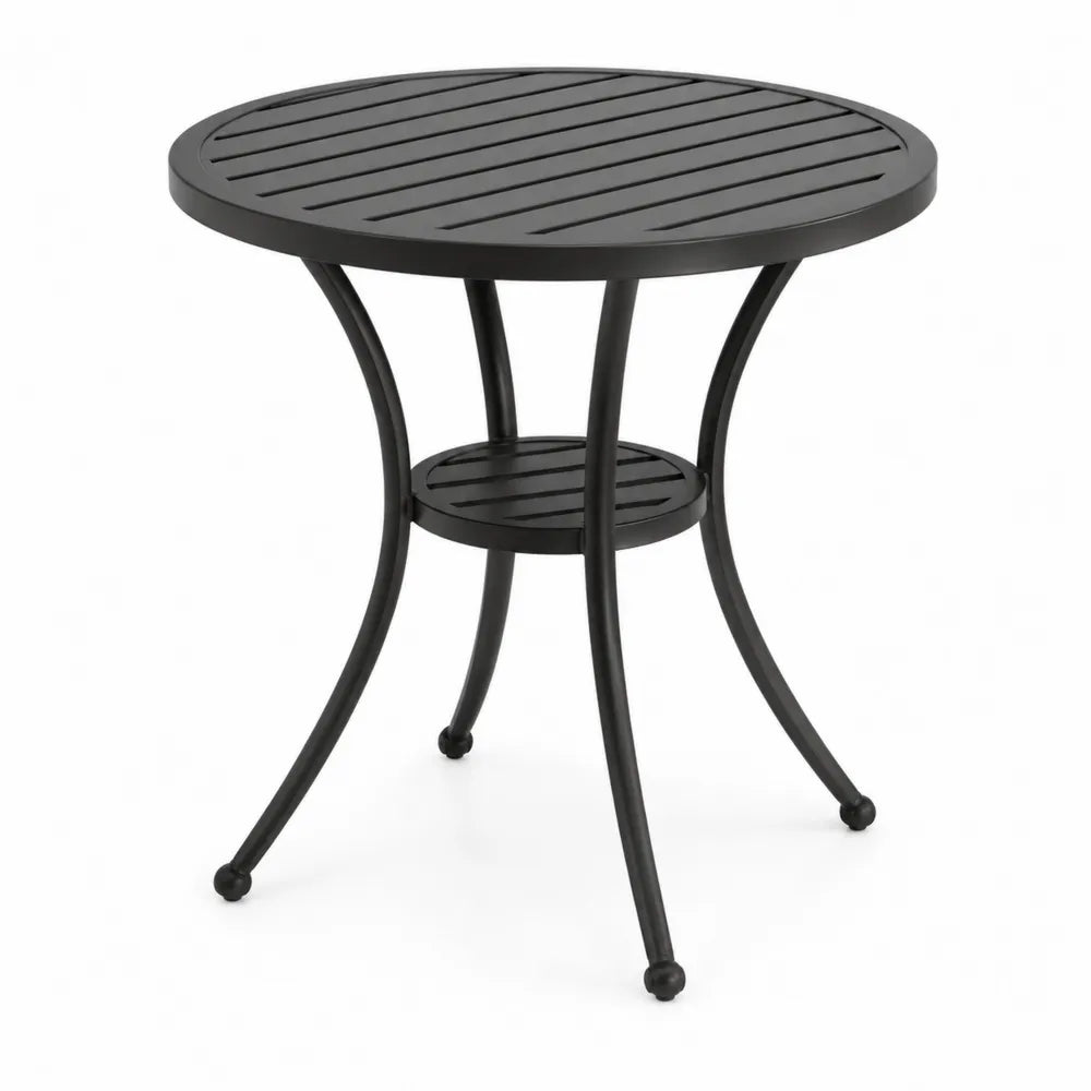 Stół ogrodowy okrągły aluminiowy czarny 80 cm