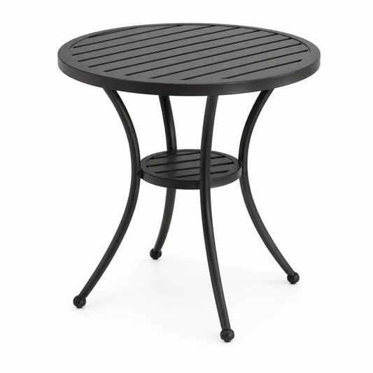 Stół ogrodowy okrągły aluminiowy czarny 80 cm