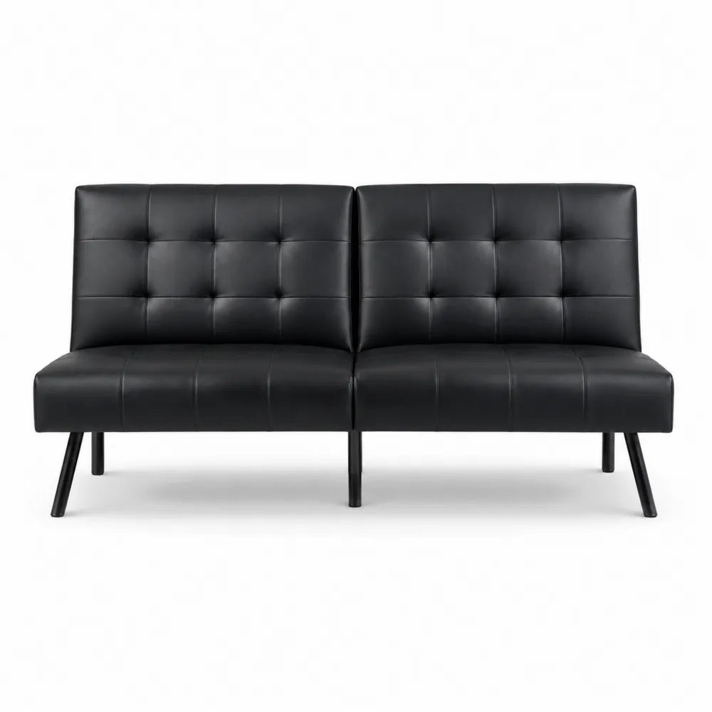Czarna sofa rozkładana z ekoskóry 190 cm
