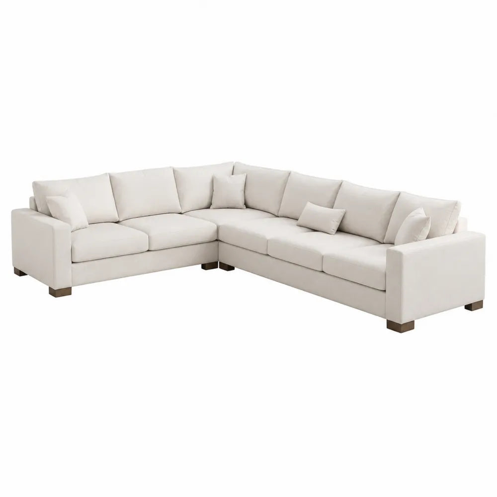 Kremowa sofa narożna z tkaniny poliestrowej, 250x250 cm