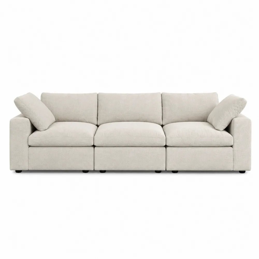 Beżowa sofa modułowa z tkaniny poliestrowej