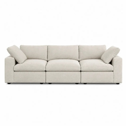 Beżowa sofa modułowa z tkaniny poliestrowej