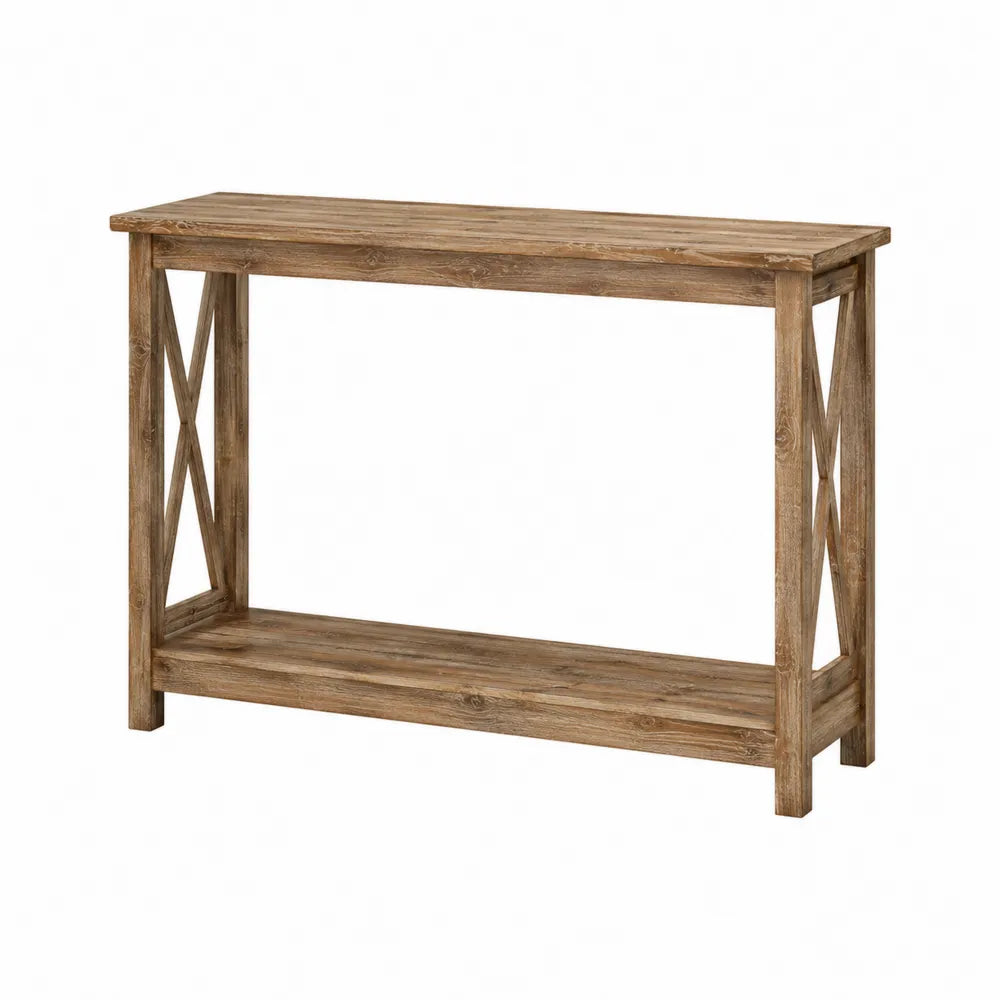 Drewniana konsola z sosny 120x80x30 cm brązowa