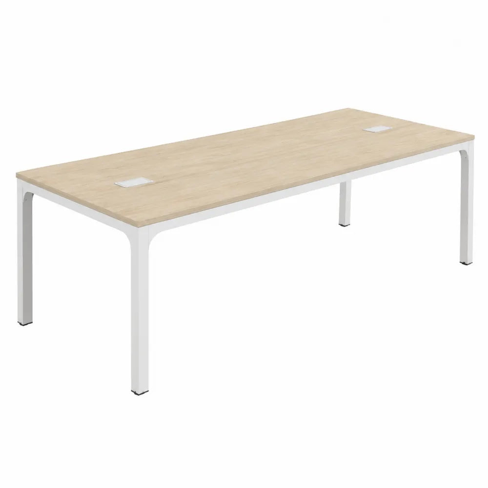 Biurko prostokątne 200x100 cm drewno laminowane nogi stalowe biały