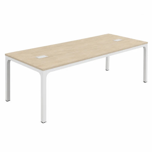 Biurko prostokątne 200x100 cm drewno laminowane nogi stalowe biały