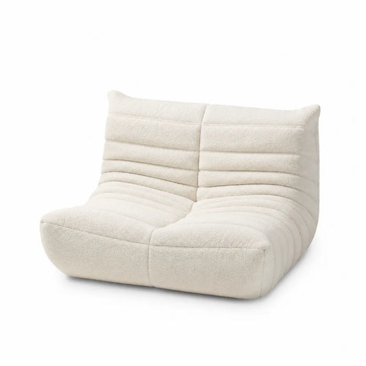 Kremowa sofa modułowa z tkaniny bouclé, 135 x 105 x 70 cm