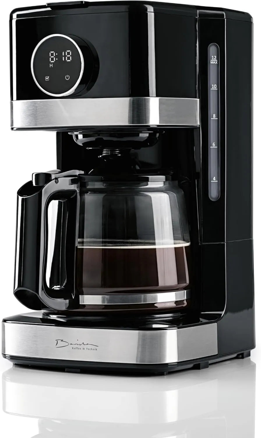 Barista Kaffee & Technik, Elektryczny ekspres do kawy, 1, 5 l, 900 W, dotyk, ciepły uchwyt, do 12 filiżanek, Barista ekspres do kawy z ekranem dotykowym