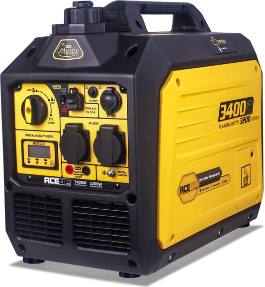 Silnik spalinowy, 3400 W, 3200 W, Aceup Energy Inwerterowy generator prądu 3400 W, awaryjny agregat prądotwórczy, silnik 4-suwowy
