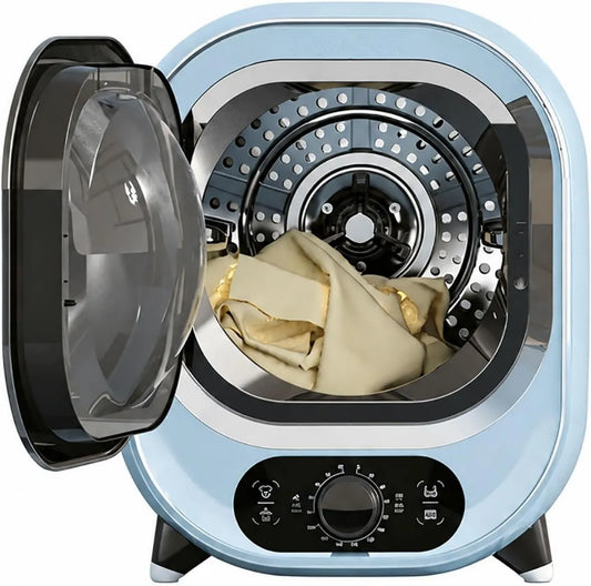 QINPI suszarka z pompą ciepła, Suszarka, 300 W, 8 kg, stal nierdzewna, Model kompaktowy ze stali nierdzewnej Drum, Mini suszarka do ubrań 0