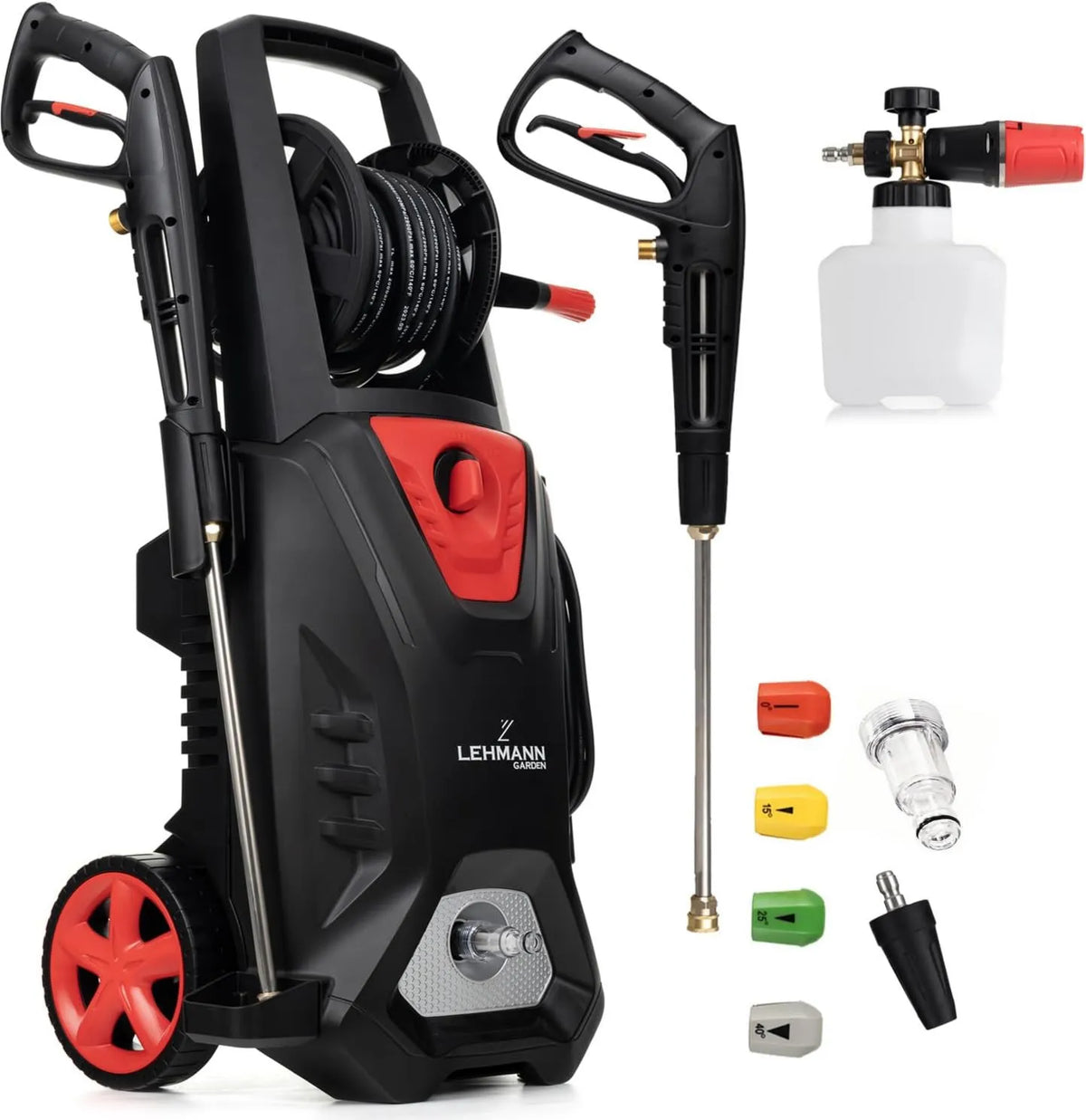 LEHMANN, Canon Wysokie ciśnienie czyszczące, 3000 W, czarny, 260 Bar, Promień działania 17 m, Przepływ 492 l / h, 4 Autobusy