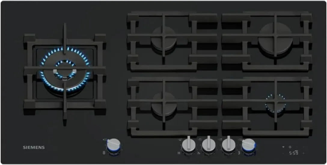 SIEMENS płyta grzewcza, iQ700 ER9A6SH40 Płyta gazowa, 90 cm, Dom Connect, wymienne, piec gazowy, technologia StepFlame, kuchenka mikrofalowa