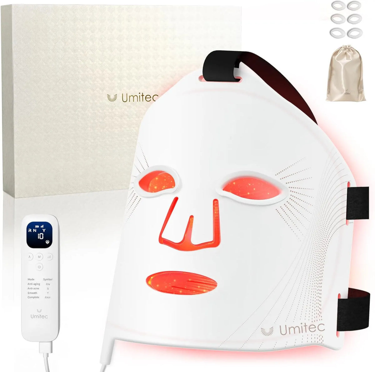 umitec, KB.0008 Stoper, Maska LED, 4 tryb, Mapowanie strefowe twarzy, Opieka nad skincare w domu