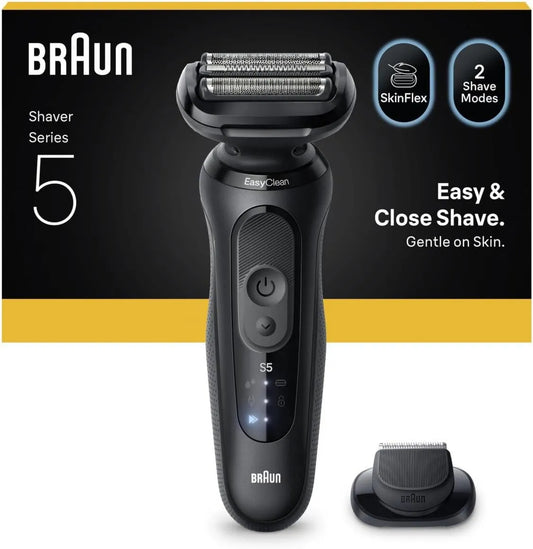Braun, Seria 5 52-N1200S Shaft, IP65, bezprzewodowy, czarny, dla mężczyzn Humid i Sec