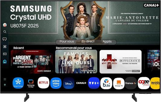 Samsung telewizor, 43U8075F Smart TV, 43 cali, TV, 4K UHD, HDR, WiFi, Bluetooth, aplikacja, Crystal Processor 4K, Airplay, Q- Symphony