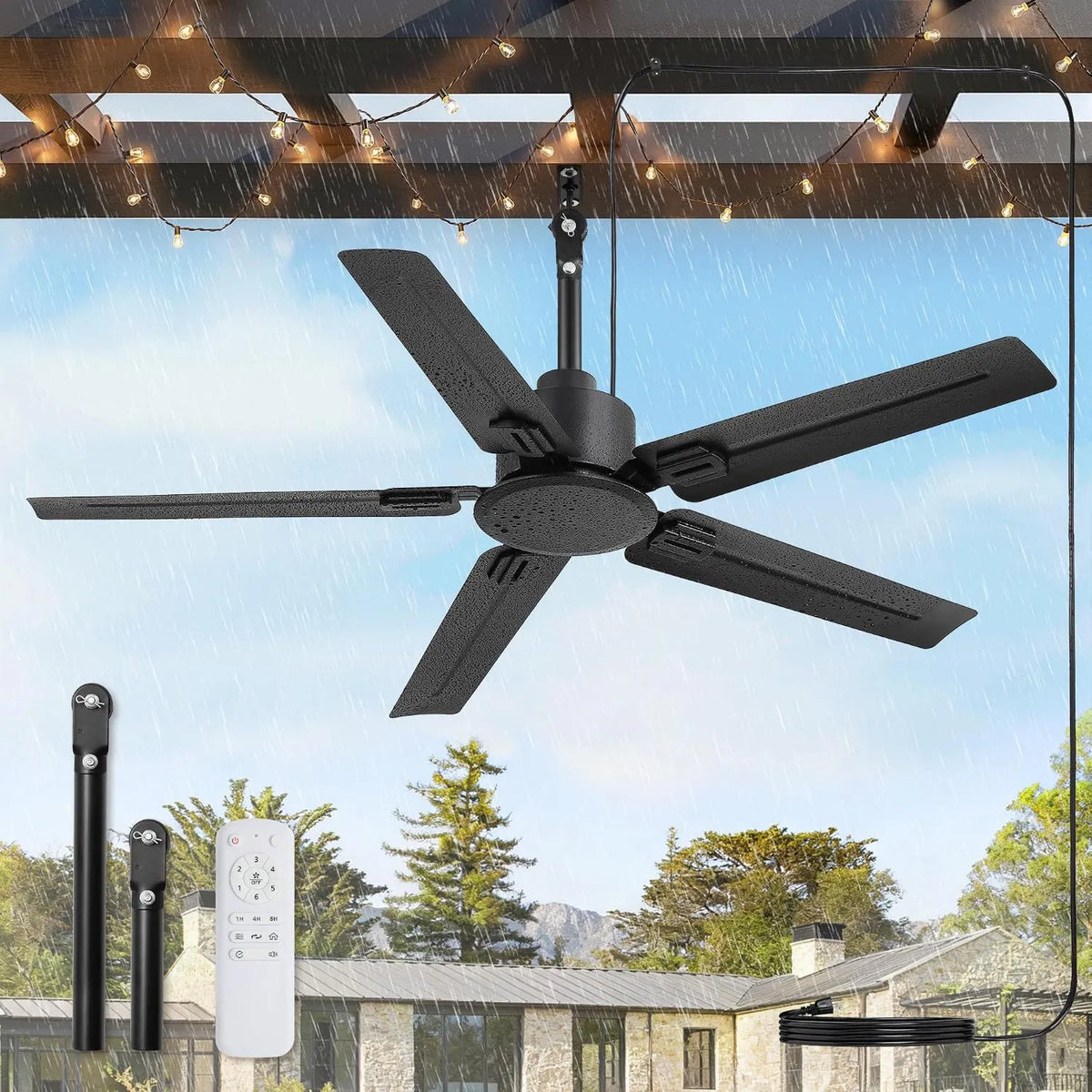 Fanbulous, Wentylator, 122 cm, na zewnątrz, IP65, czarny, 6- prędkość silnika DC