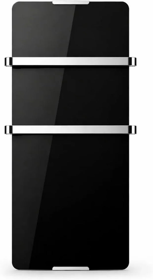 Chemin'Arte, Grzejnik elektryczny IP24- 90x6x46, 90x6x46 cm, 600 W, stal nierdzewna, czarny, 2 uchwyt na ręczniki ze stali nierdzewnej IP24-90x6x46