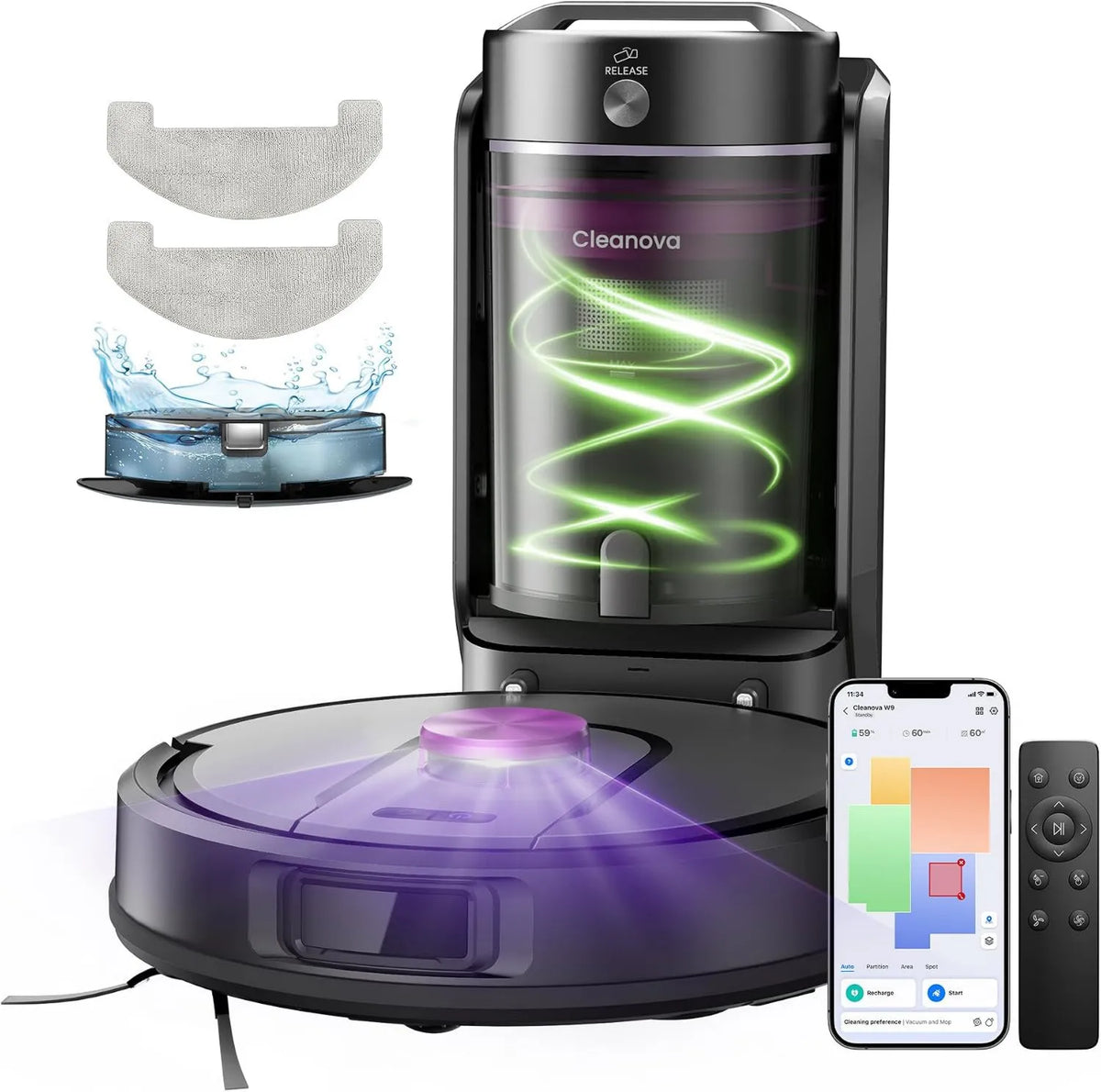 Vexilar robot sprzątający, Odkurzacz robot W15 180Min, podłączony przez zdalną / APP / Alexa