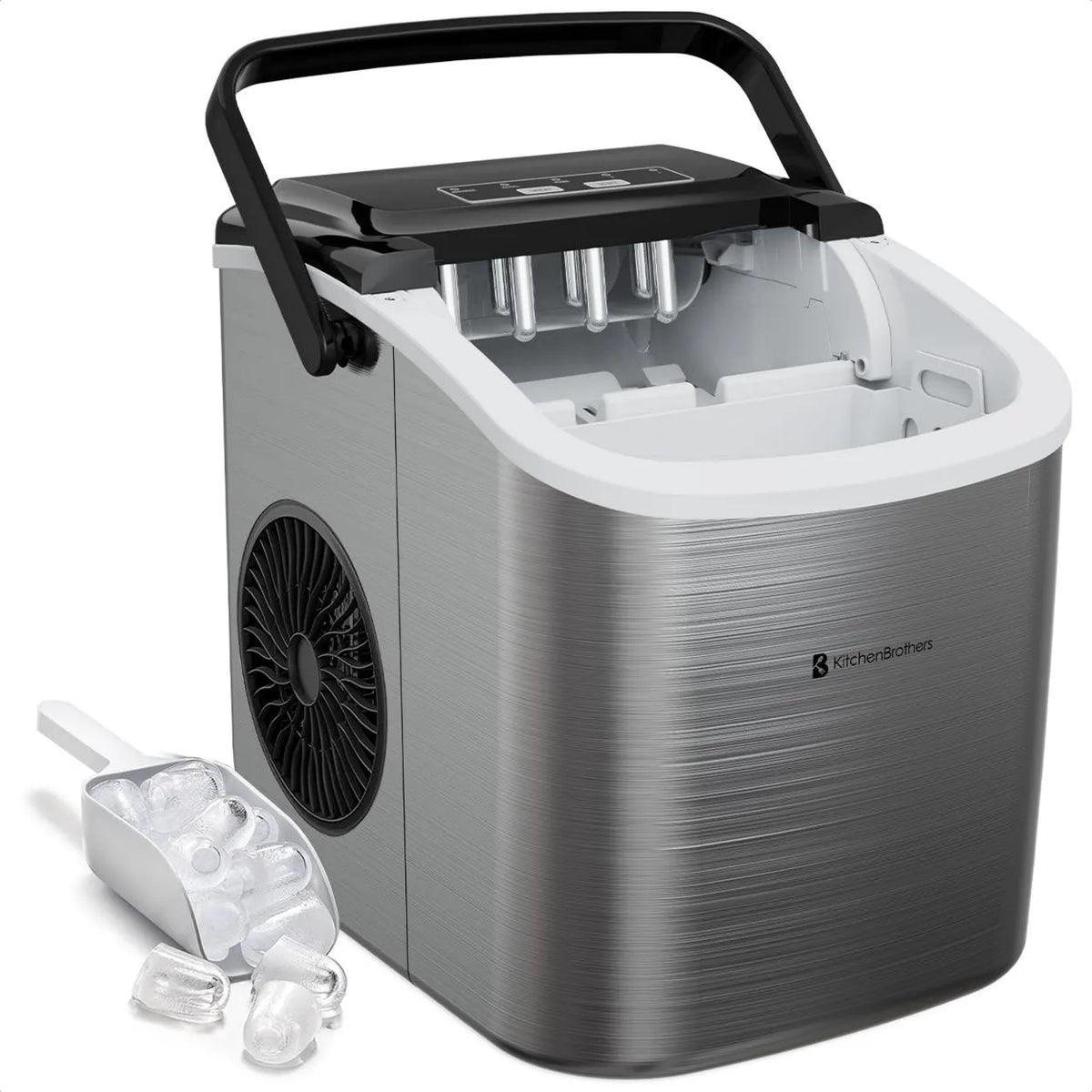 KitchenBrothers kostkarka do lodu, 12 KG / 24h, Przenośne z uchwytem 12 KG/24h, 2 l, profesjonalne, 7- 10 minut
