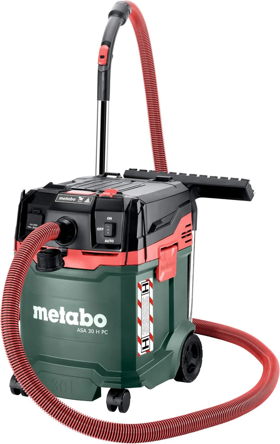 metabo odkurzacz tradycyjny, ASA odkurzacz 30, 30 l, 1200 W, klasa energetyczna E, wąż antystatyczny i zestaw, H PC, filtr HEPA