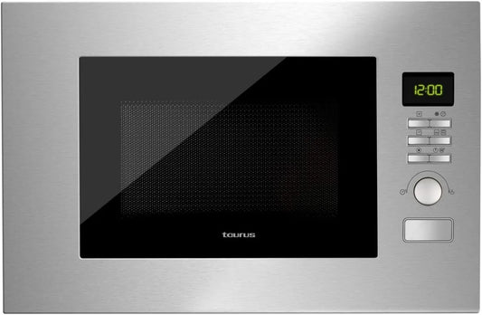 TAURUS kuchenka mikrofalowa, 20 l, 700 W, do zabudowy, grill, stal nierdzewna, mikrofalówka, technologia SmartHeat, 6 poziomów mocy, tryb ECO