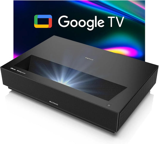 Projektor, 2100 Lumenów, sterowanie WiFi, łączność Bluetooth, WEMAX Nova Pro Projektor Ultra Krótkoogniskowy 4K UST, Dźwięk Dolby Audio DTS-HD