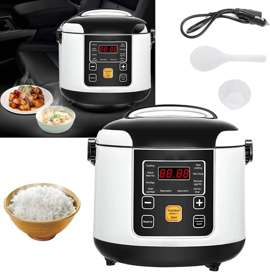Aisny ryżowar, 12 v / 24 v 24h kuchenka, Przenośny, elektryczny piec ryżowy, 2 l, 200 W, 12 V, 24 V, odporność na ciepło, dla samochodów 12 v/24 v