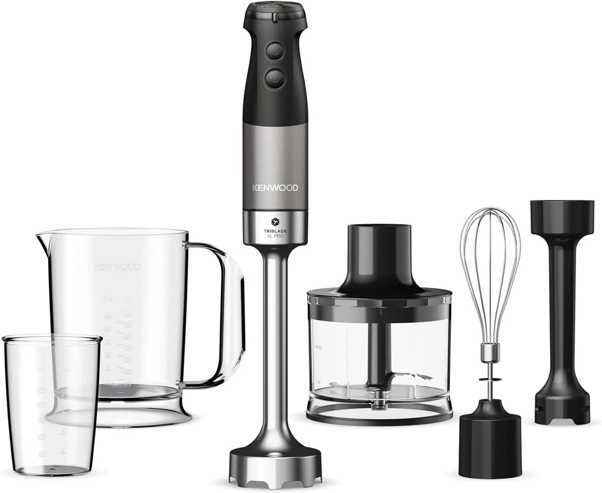 Kenwood HBM80.322BK blender ręczny, 500 ml, 250 ml, 1200 W, Triblade XL Pro, minipier z systemem Triblade, zmienna prędkość + turbo