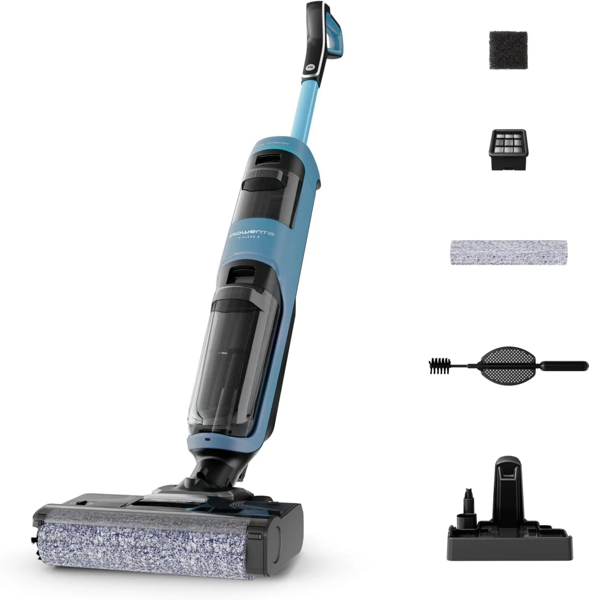 Rowenta GZ2271E0, 1,1 kg, zasilanie akumulatorowe, X-Clean 2, bezprzewodowy elektryczny mop z technologią na mokro i sucho, odkurzanie i szorowanie