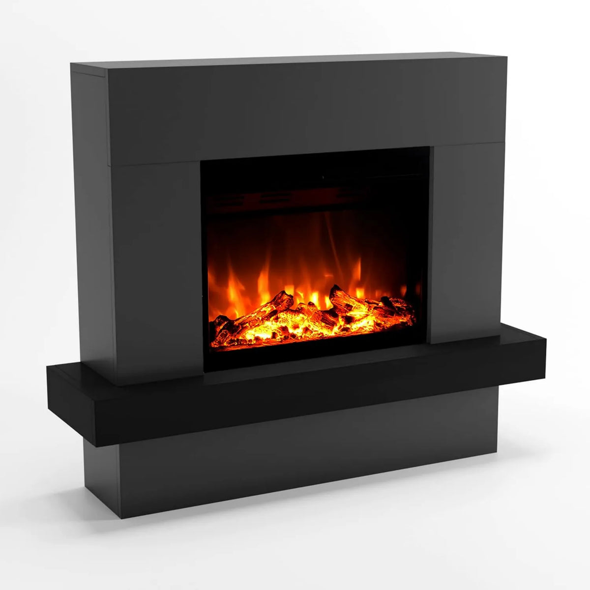 Kominek elektryczny, 114x97x32 cm, 1500 W, zdalne sterowanie, GLOW FIRE Wolnostojący kominek PANDORA Elektryczny z ogrzewaniem, dekoracja drewniana