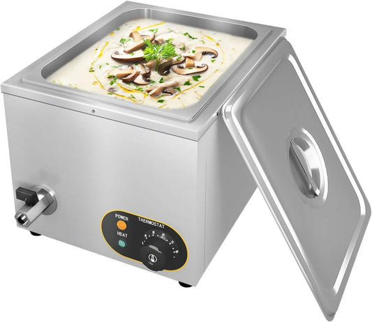 MOOTACO, naczynia do gotowania, 600 W, para, restauracja, stal nierdzewna, 1x1, 2 garnki GN z pokrywami i kranu, Elektryczna Marie Bath