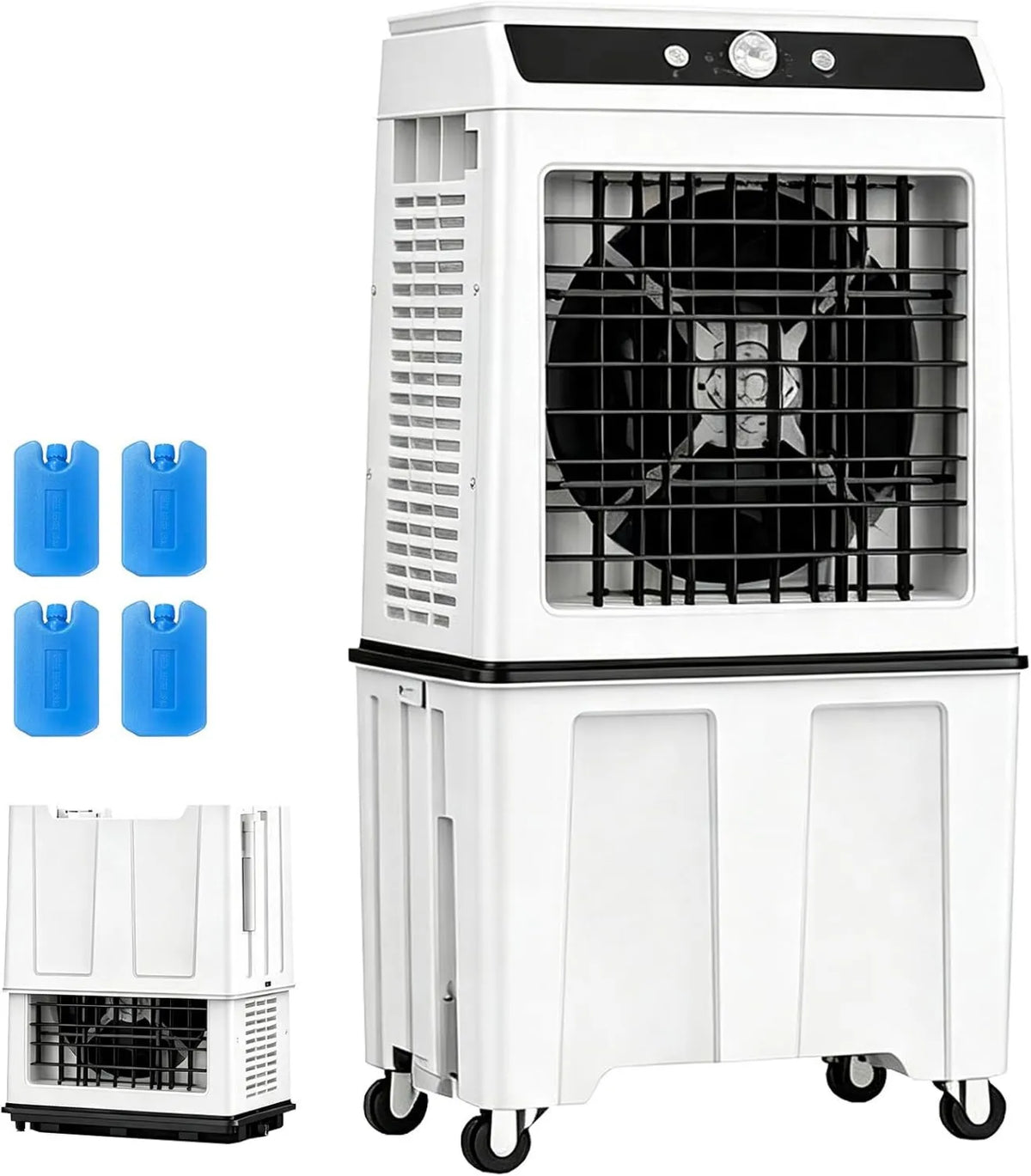 LYUCAYHQ klimatyzator przenośny, Odświeżacz powietrza, 100 × 48 × 33 cm, kółka transportowe, przemysłowe, duży zbiornik, profesjonalny, wyjmowalny