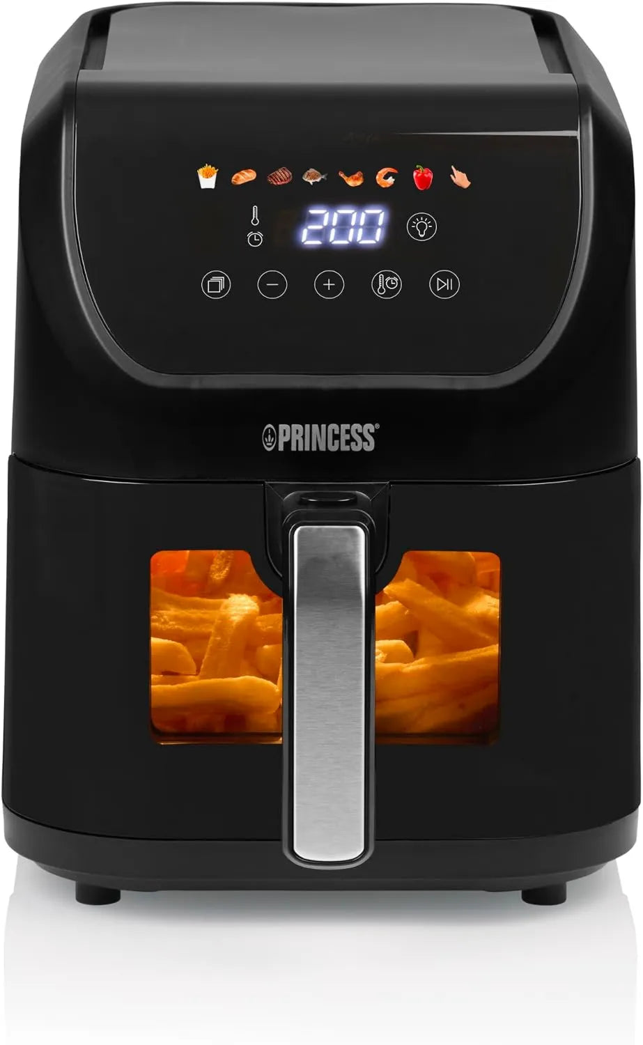 Princess frytkownica beztłuszczowa, Księżniczka Gorące powietrze, 5, 5 l, 1500 W, 8 programów, 55 dB, termostat, wąskie, ciche, z powłoką nieprzywierającą powłoki, Slim, 182240